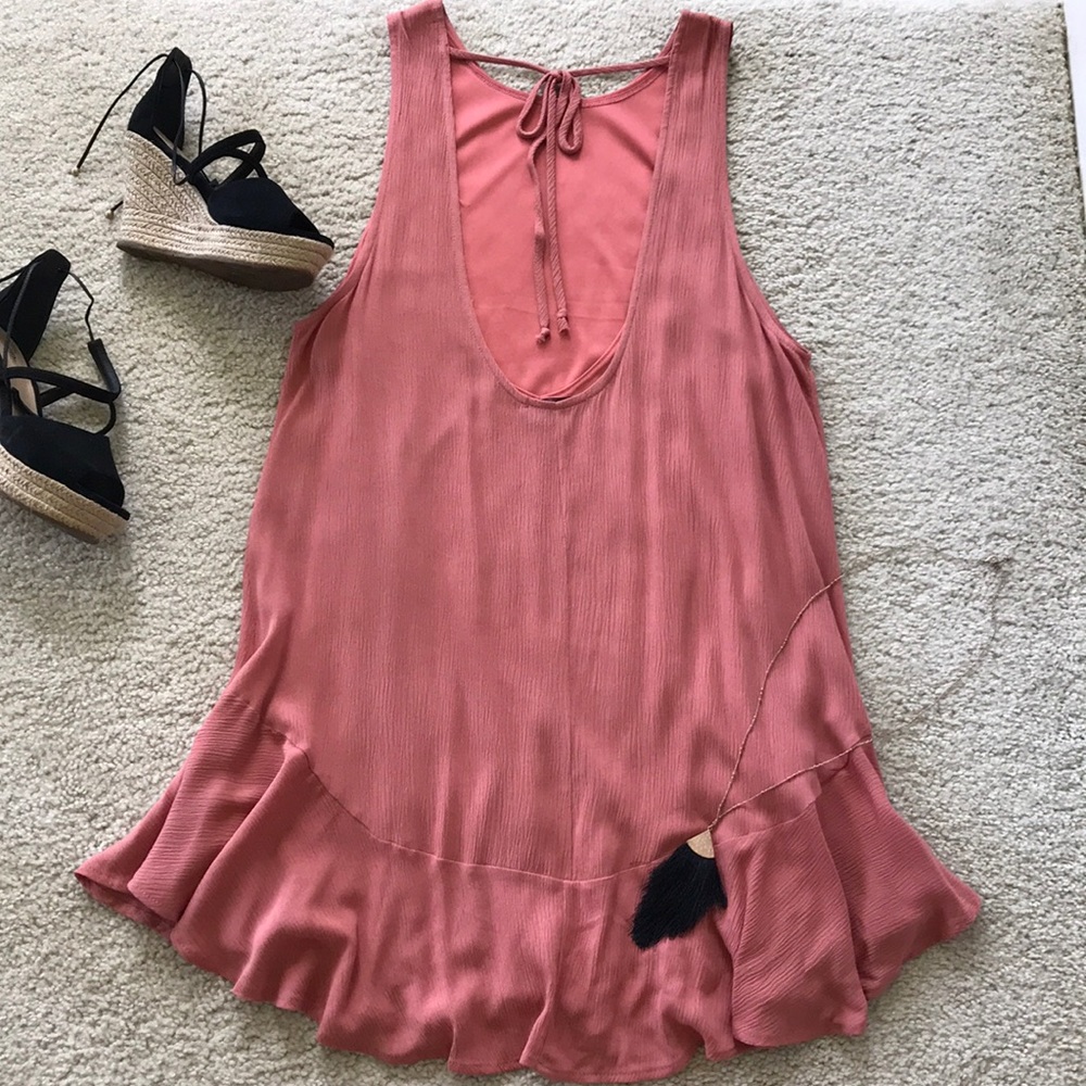 Coral Color Scoopback Dress - Picture 4 of 8